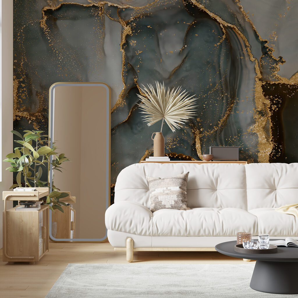 Swirling hues of teal and copper