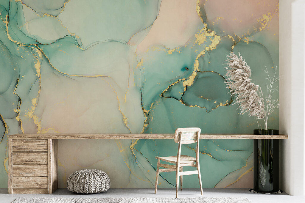 Abstract fluid art in soft colors