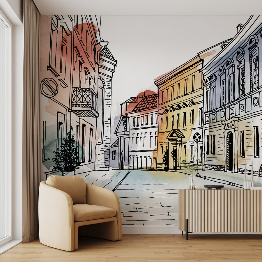 Fototapet Desenul unei străzi cu clădiri - imagine 2