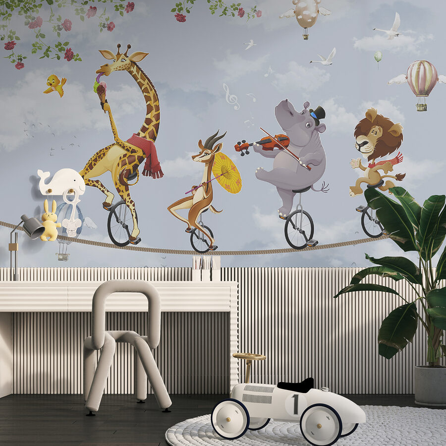 Fototapet Grup de animale de echitatie unicycle - imagine 3