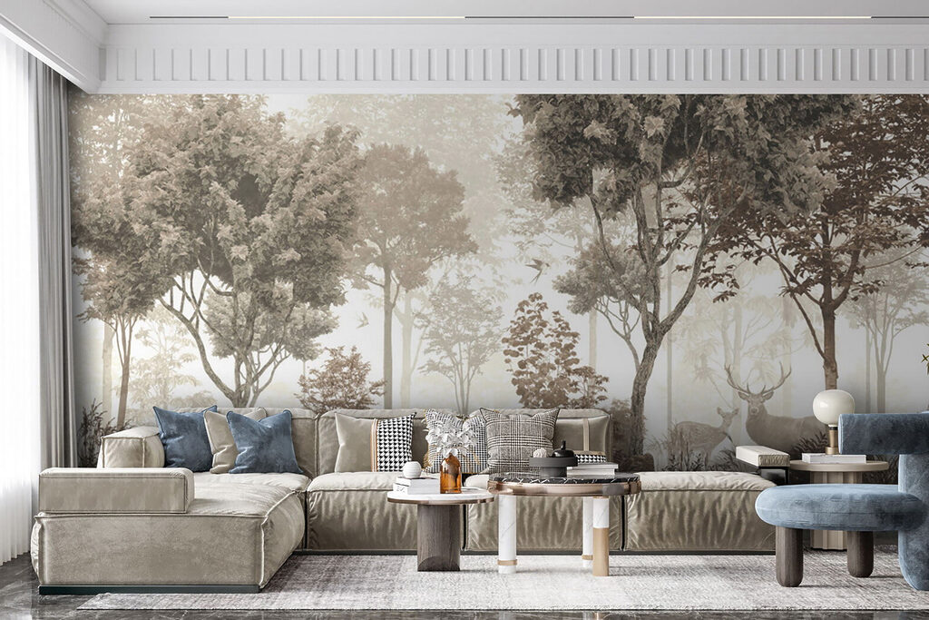 Forest with trees and plants Forest with trees and plants