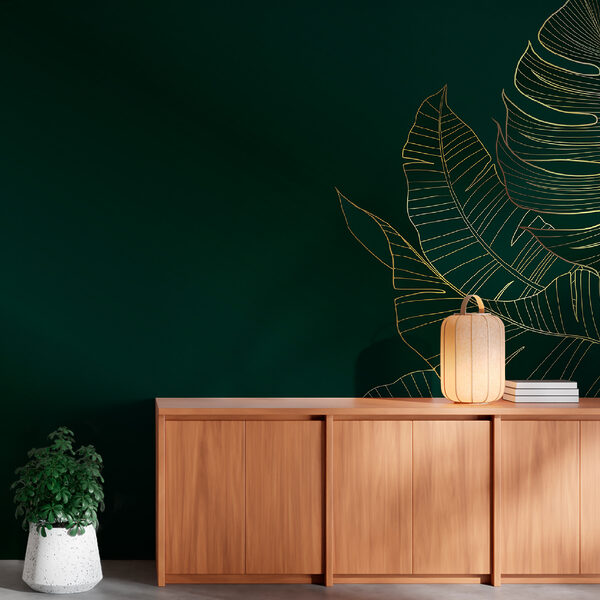 Frunziș elegant pe fundal de smarald închis. Frunziș elegant pe fundal de smarald închis.