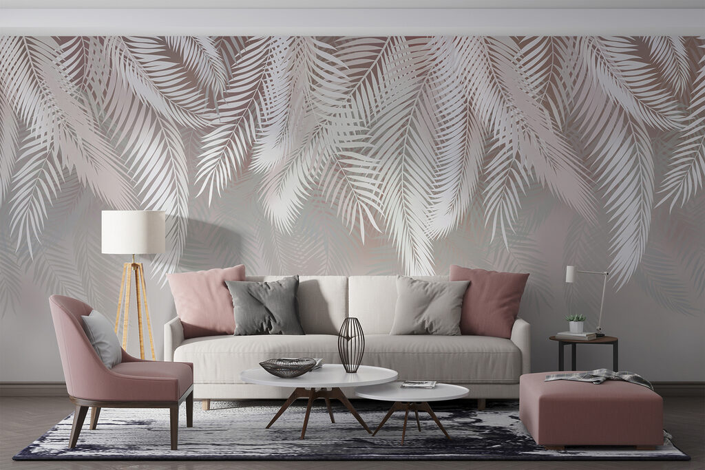 White leaves on a gray background