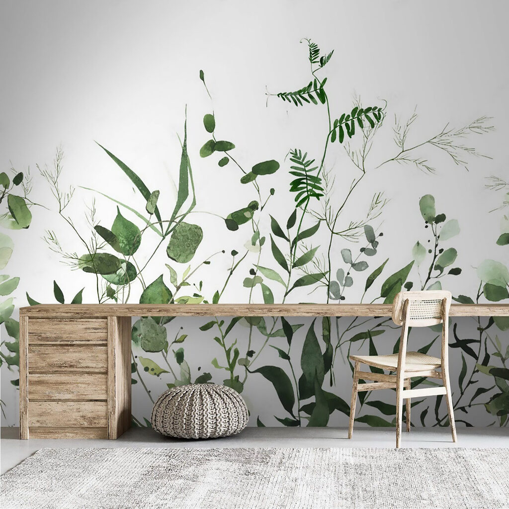 Lush greenery on a white background