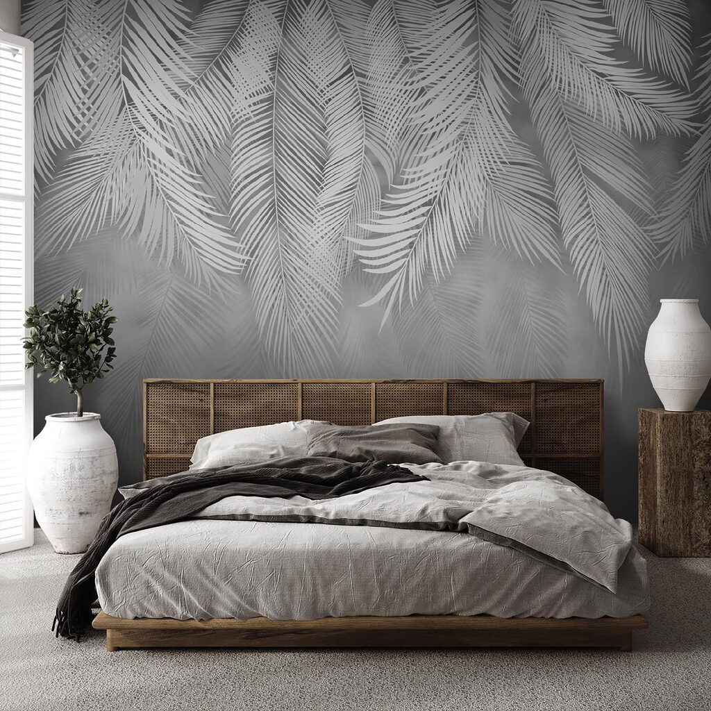 White leaves on a gray background