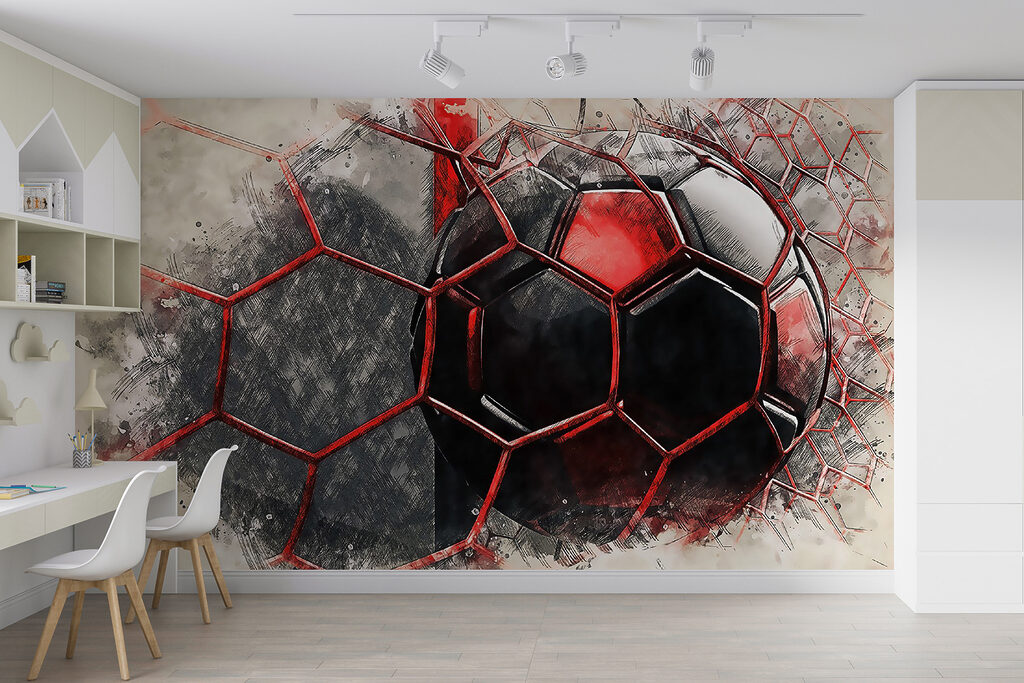 Football ball in a net