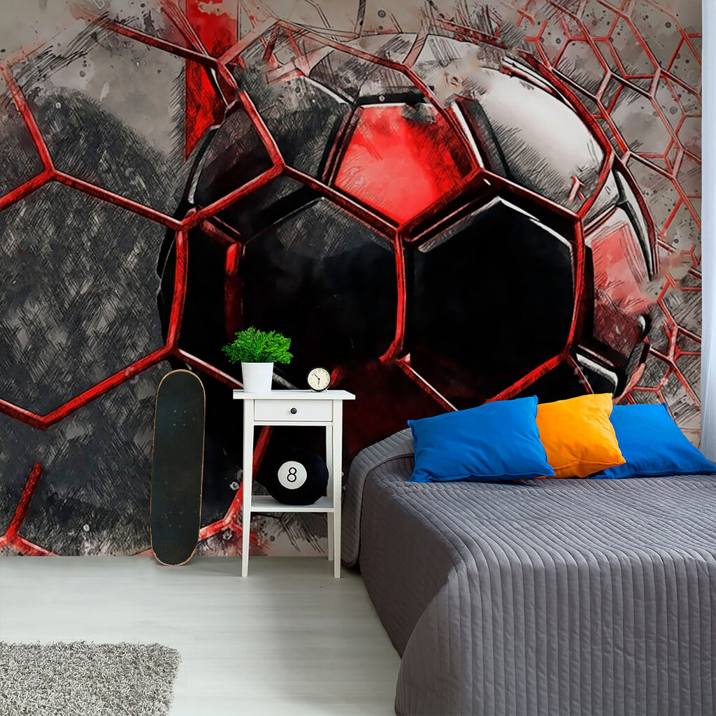 Football ball in a net