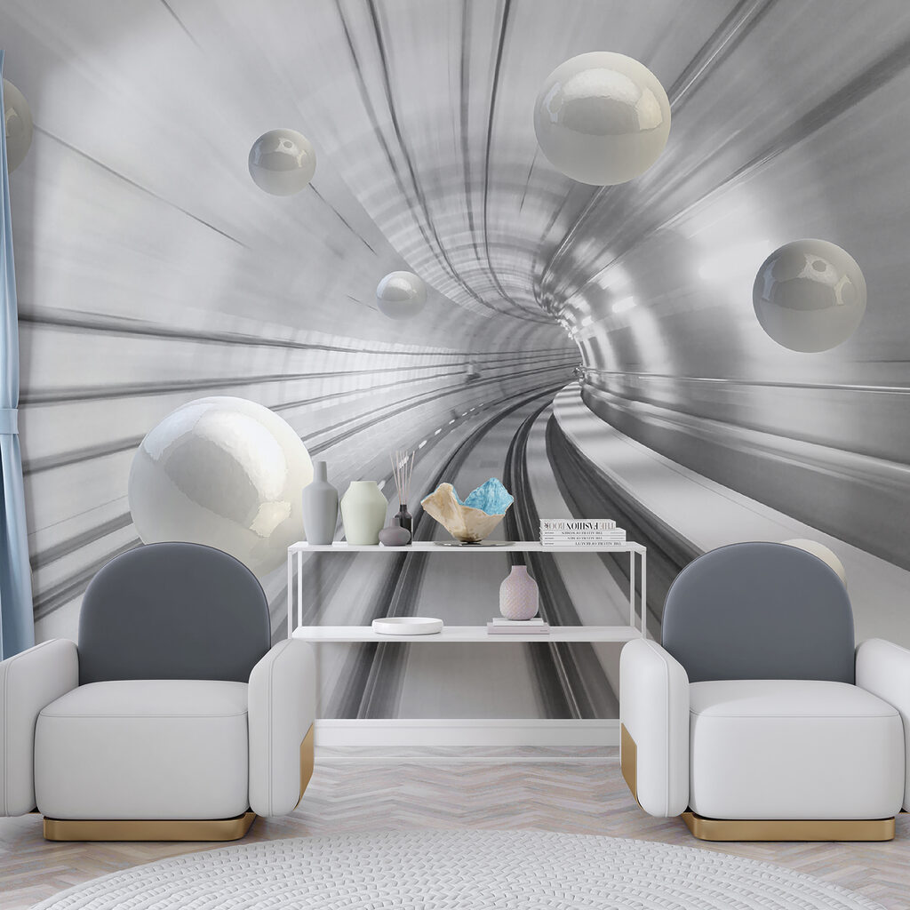 White balls in a tunnel