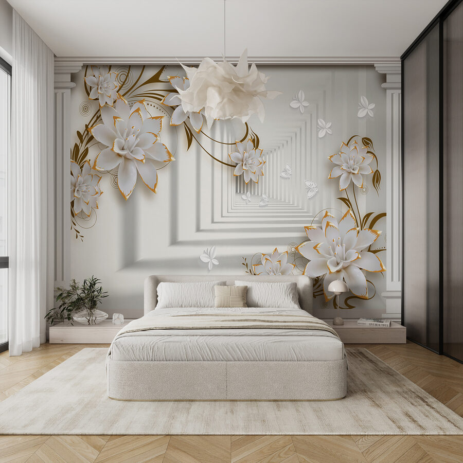 Cadru floral elegant cu file de unt