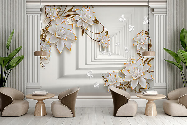 Cadru floral elegant cu file de unt Cadru floral elegant cu file de unt