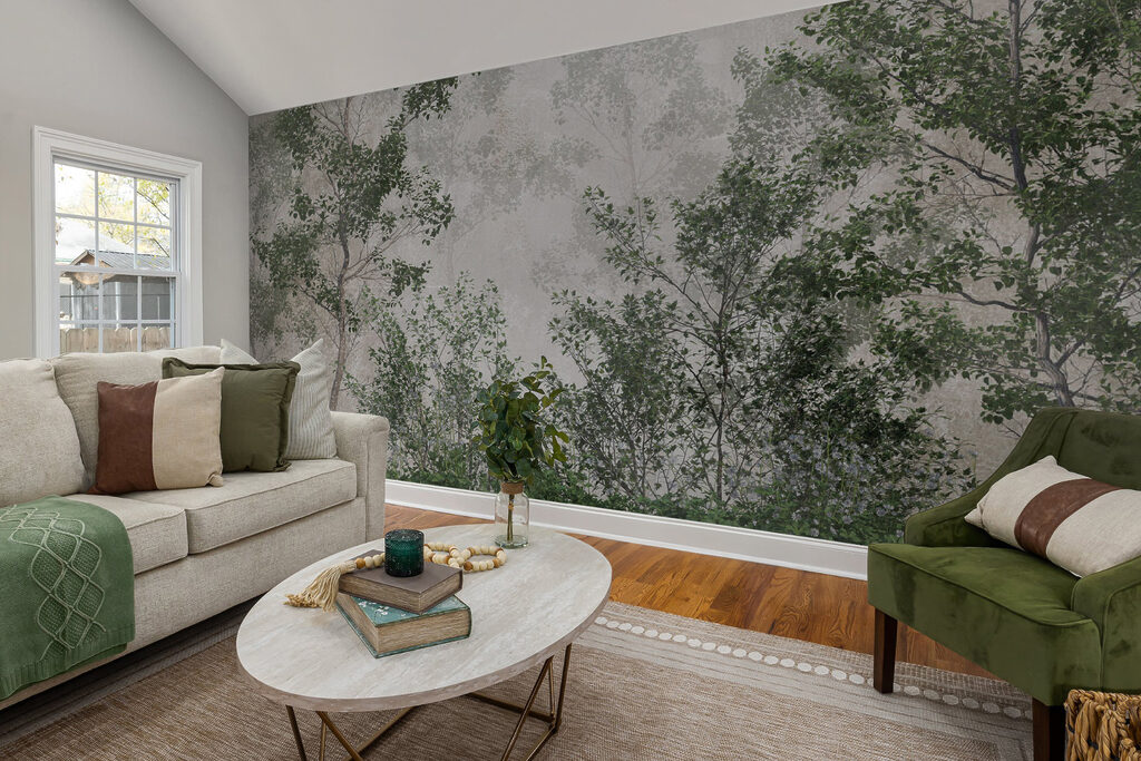 Group of trees with green leaves