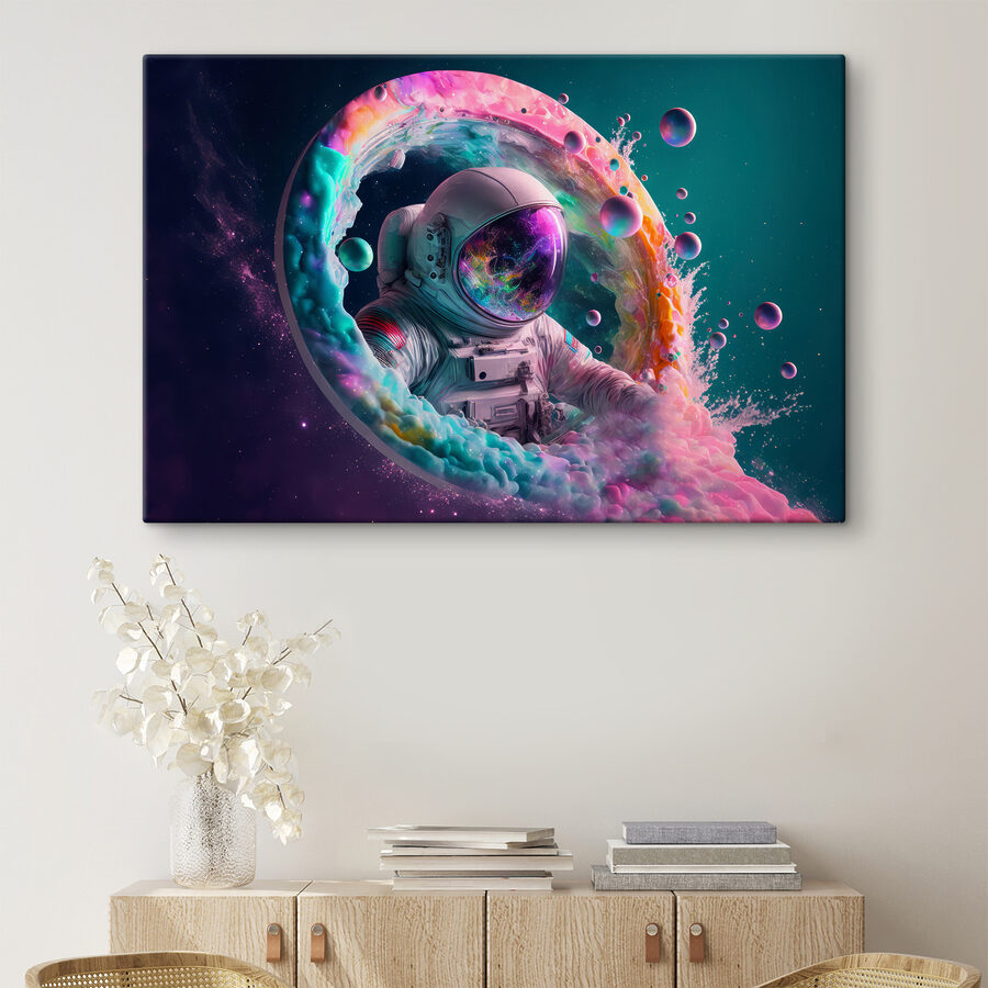 Un astronaut într-un cerc colorat Un astronaut într-un cerc colorat