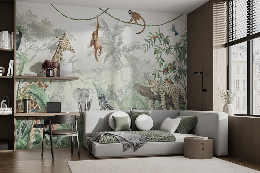 Fototapet Perete mural de animale în junglă - imagine 5