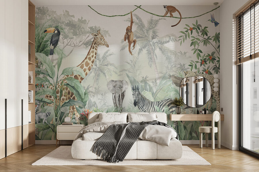 Fototapet Perete mural de animale în junglă - imagine 6