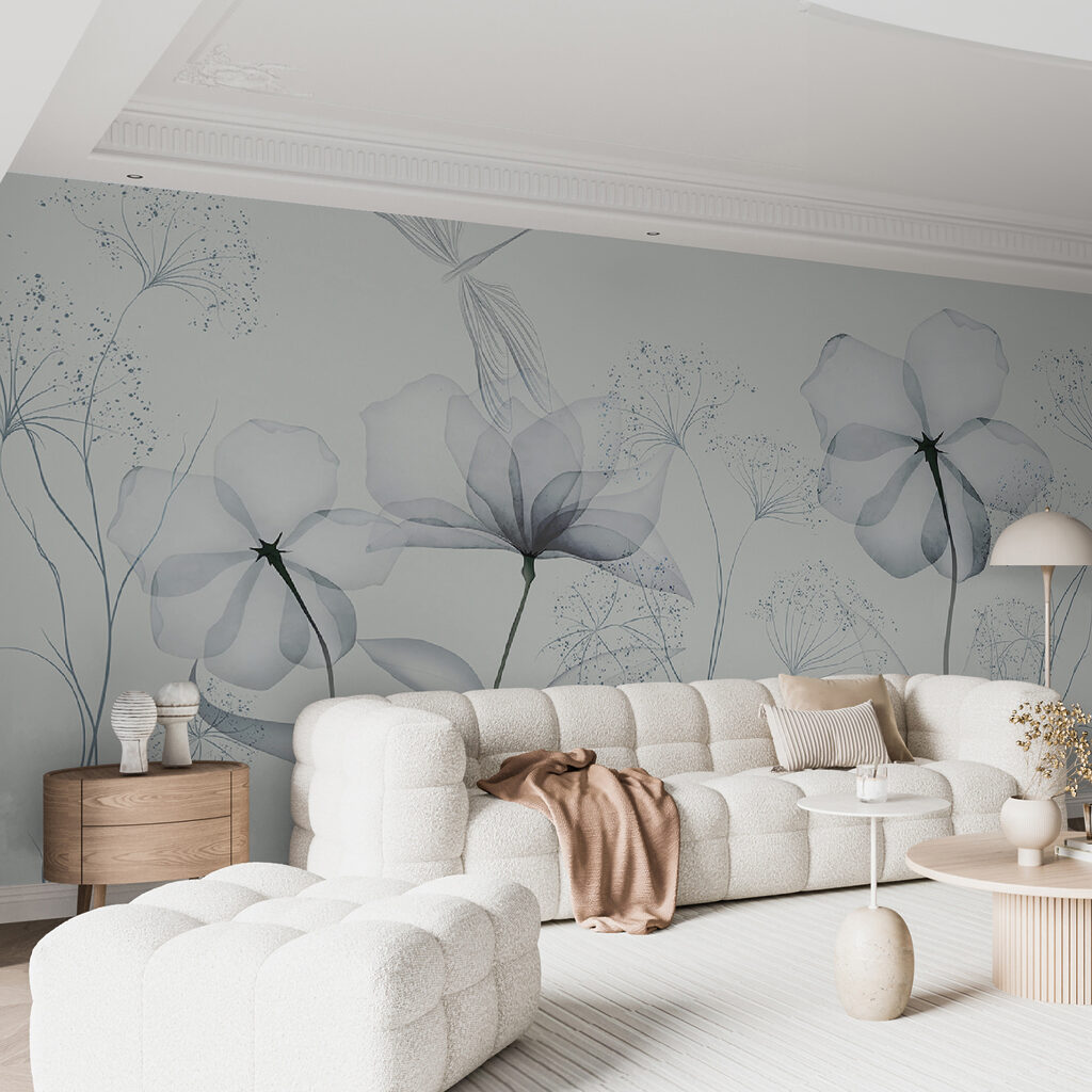 Transparent flowers with leaves