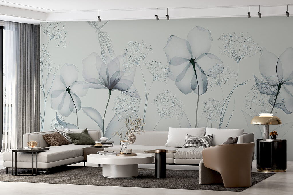 Transparent flowers with leaves