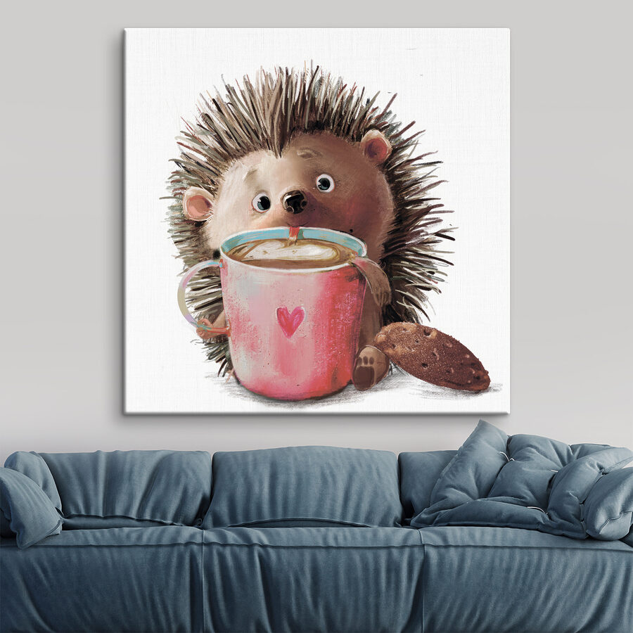 Tablouri Un arici care ține o ceașcă de cafea - imagine 2