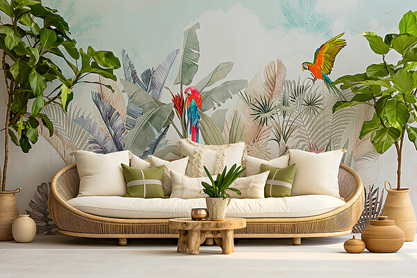 Imagine de fundal cu plante tropicale și păsări u95037pig34mr 600x400 - Imagine de fundal cu plante tropicale și păsări