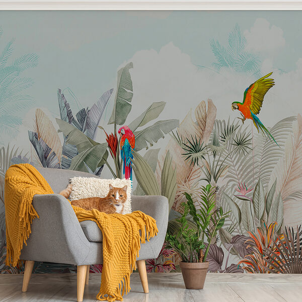 Imagine de fundal cu plante tropicale și păsări u95037pih1ms 600x600 - Imagine de fundal cu plante tropicale și păsări