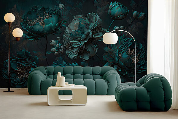 Aranjament floral teal elegant pe pânză. Aranjament floral teal elegant pe pânză.