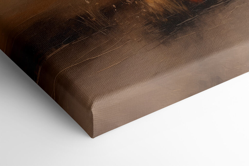 A painting of a sunset over a marsh