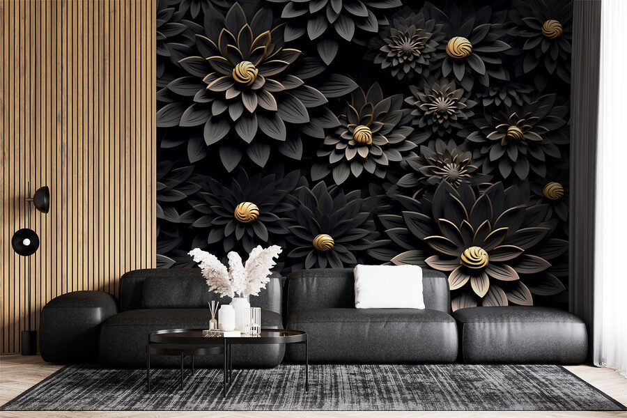 Flori monocrome elegante cu centre metalice