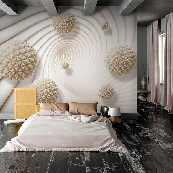Model alb cu model spiralat cu bile albe Model alb cu model spiralat cu bile albe