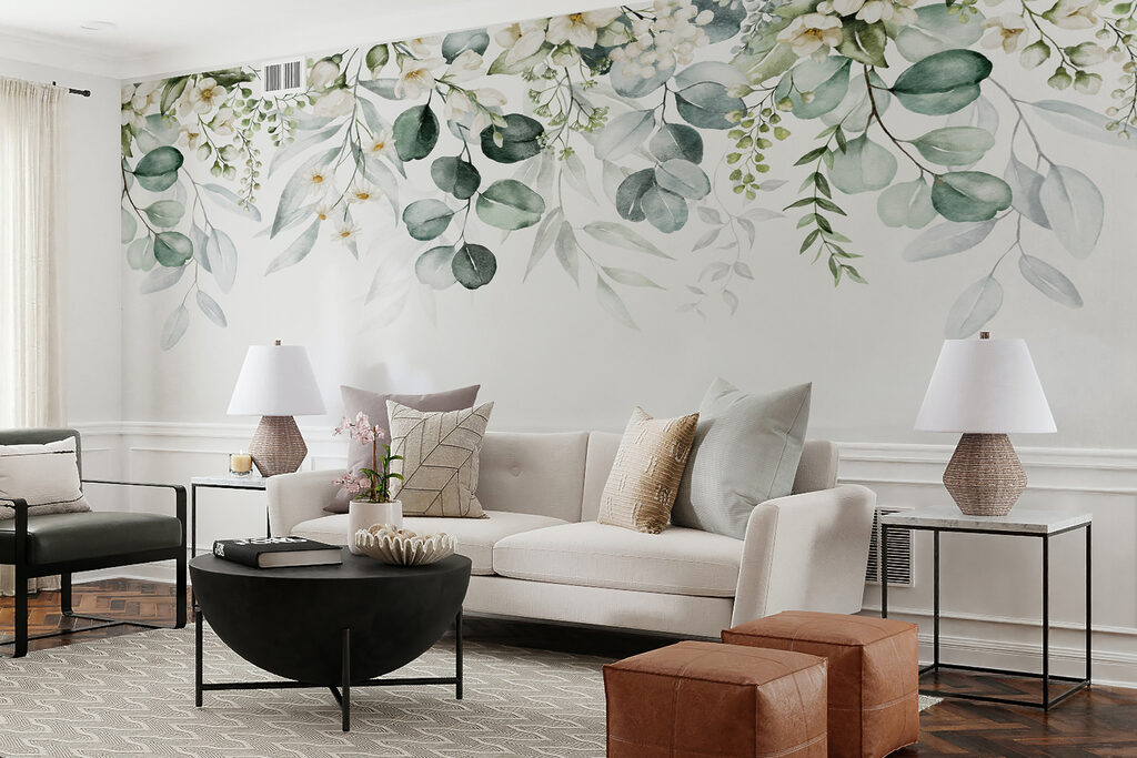 Watercolor painting of flowers and leaves Watercolor painting of flowers and leaves