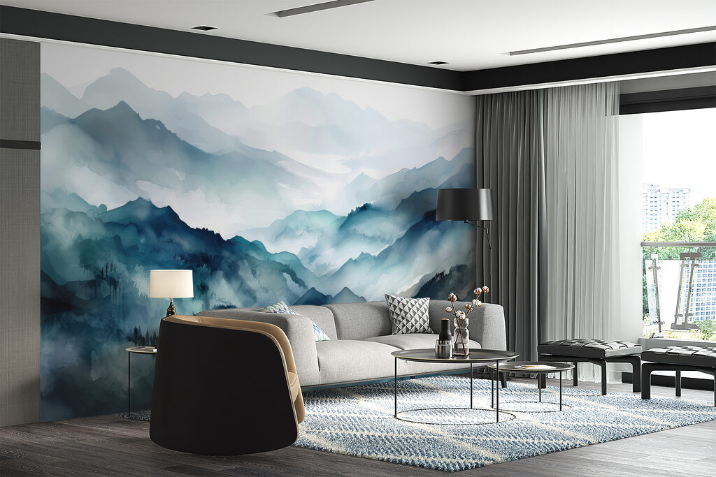 Painting of a mountain range