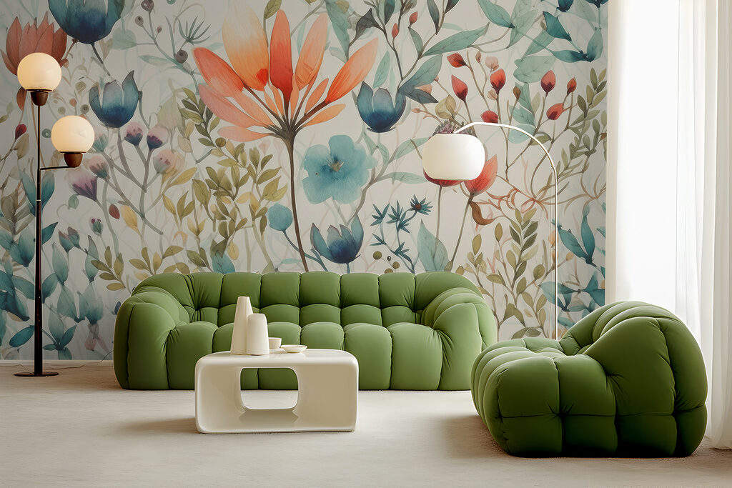 Colorful flowers and leaves