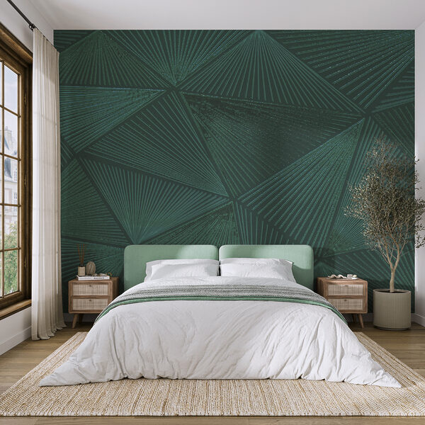 Green triangle pattern on a green surface