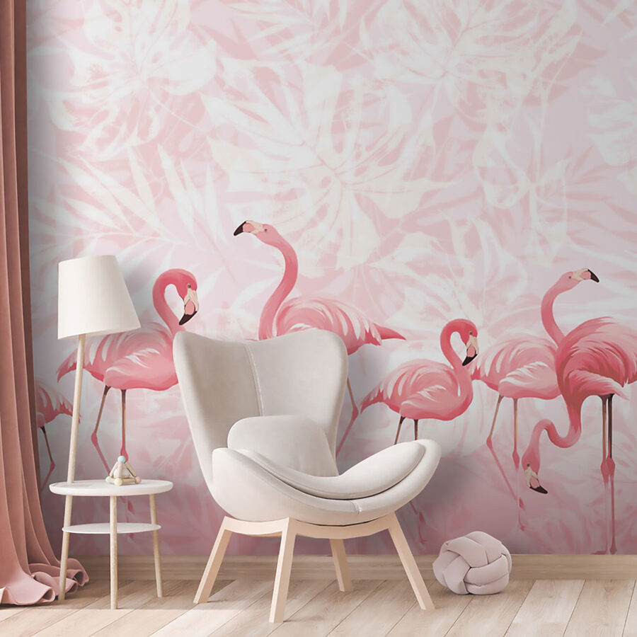 Un grup de flamingo roz Un grup de flamingo roz