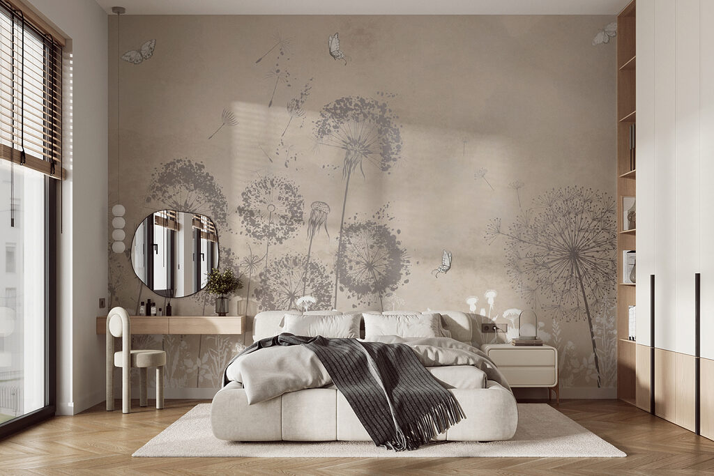A white and grey flowers with butterflies flying in the air A white and grey flowers with butterflies flying in the air