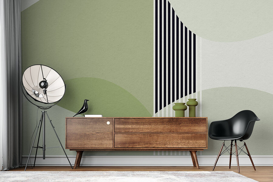 Un desen geometric verde și negru