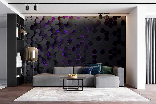 Un hexagoane negru și violet Un hexagoane negru și violet