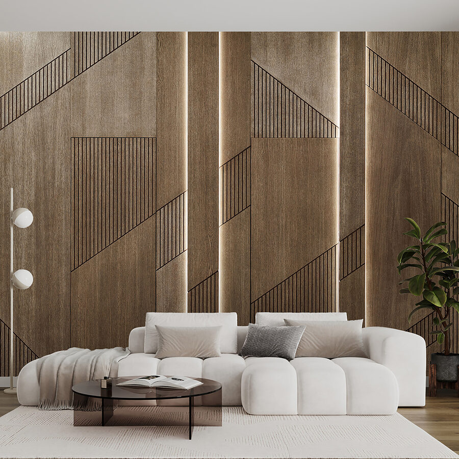 Design geometric elegant pe panouri de lemn. Design geometric elegant pe panouri de lemn.