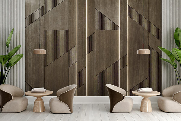 Design geometric elegant pe panouri de lemn. Design geometric elegant pe panouri de lemn.