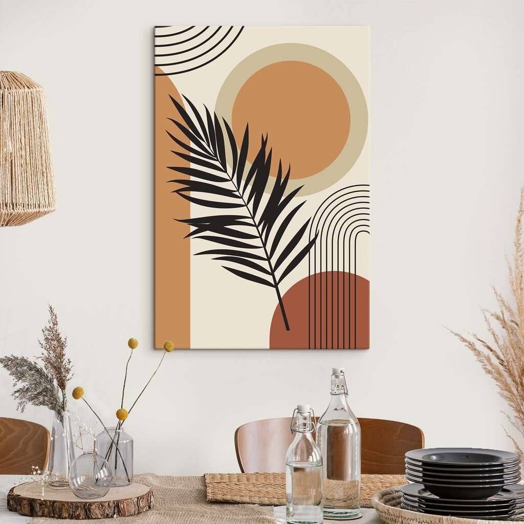 Leaf with a rainbow and circles