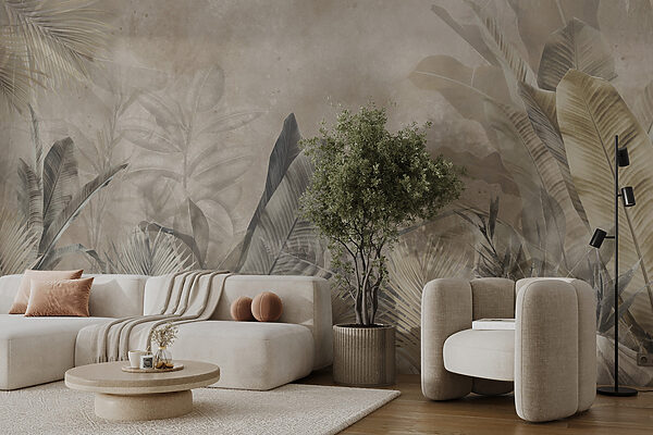 Lucrare de artă elegantă cu design de frunze tropicale Lucrare de artă elegantă cu design de frunze tropicale