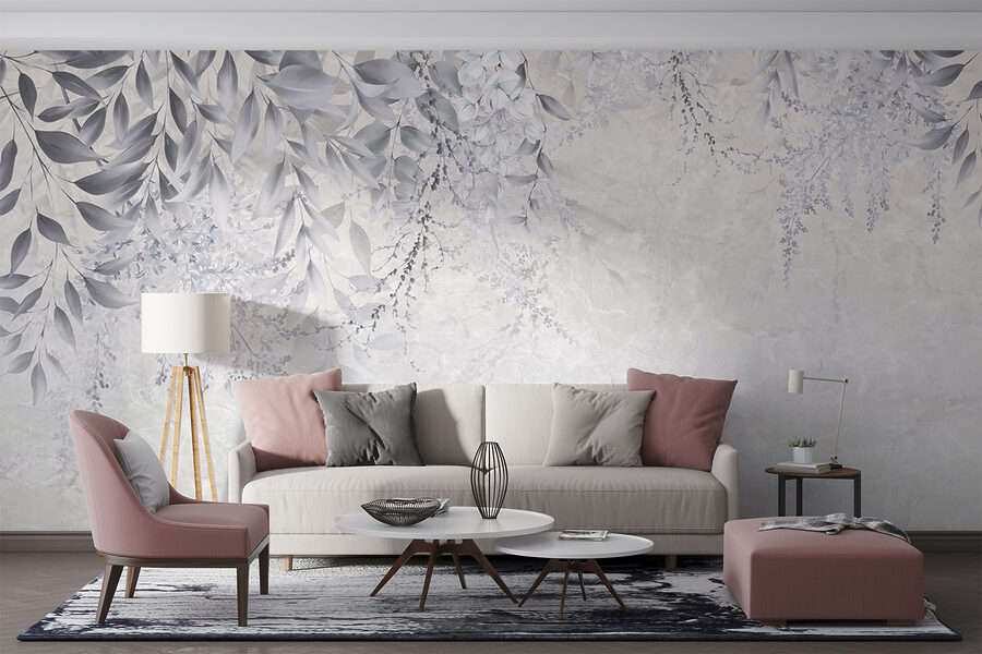 Design floral alb și gri Design floral alb și gri