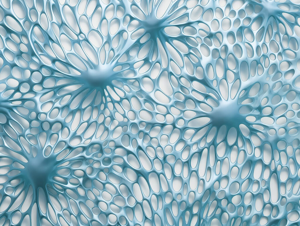 Organic shapes in calming blue tones