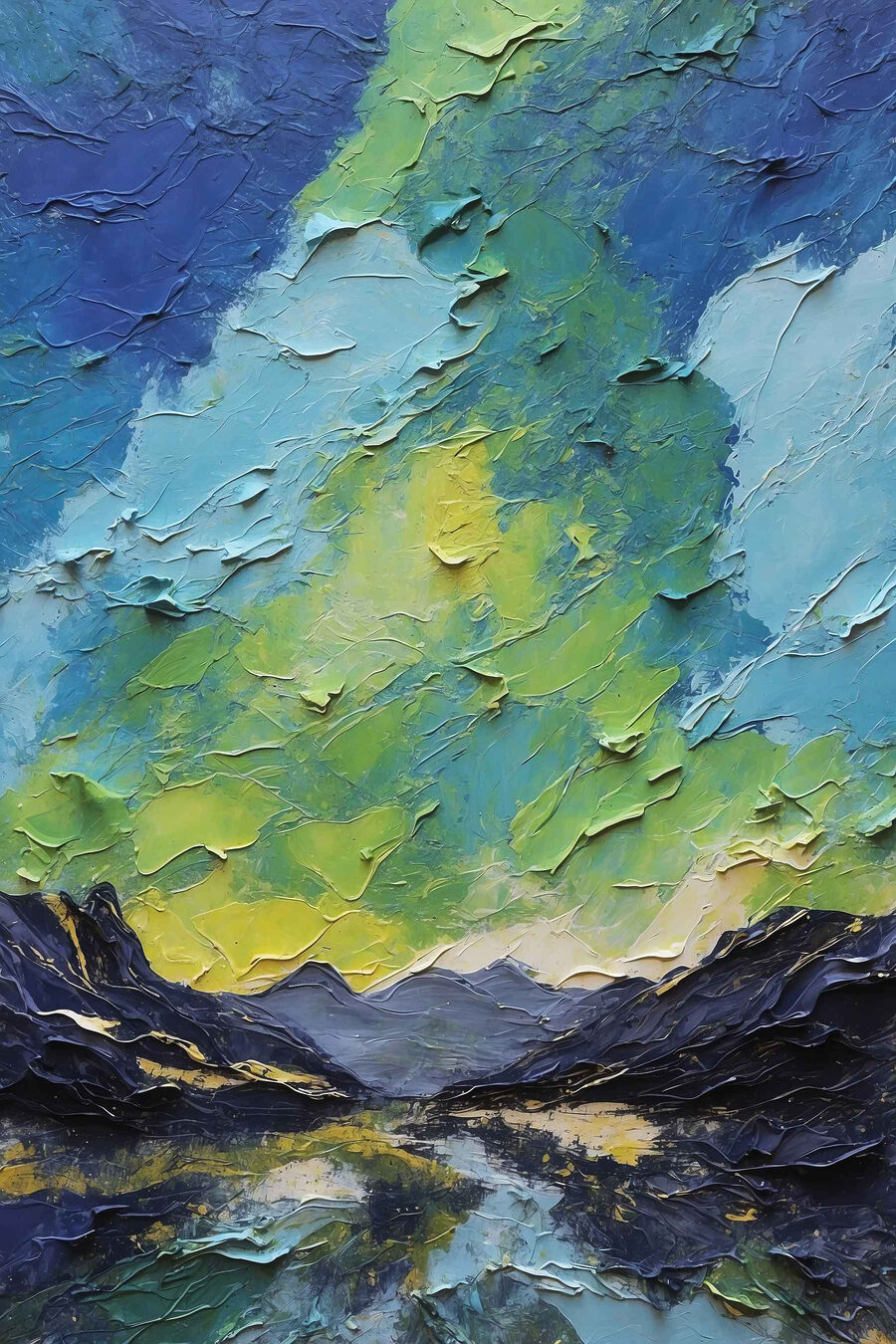 Pictura de munți și nori