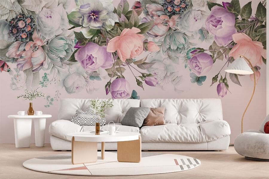 Flori delicate pe fundal roz moale. Flori delicate pe fundal roz moale.