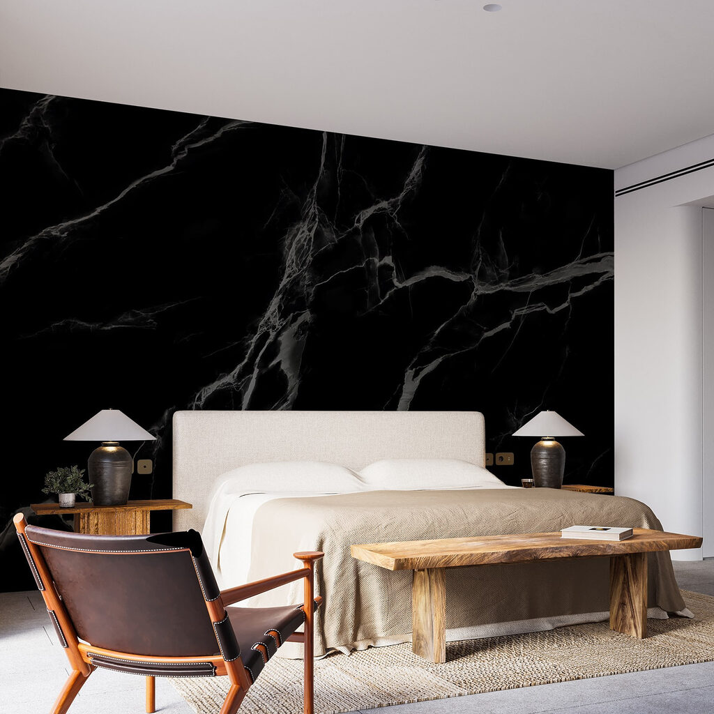 A black marble with white veins