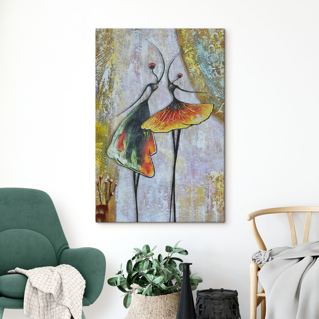 A painting of two women dancing