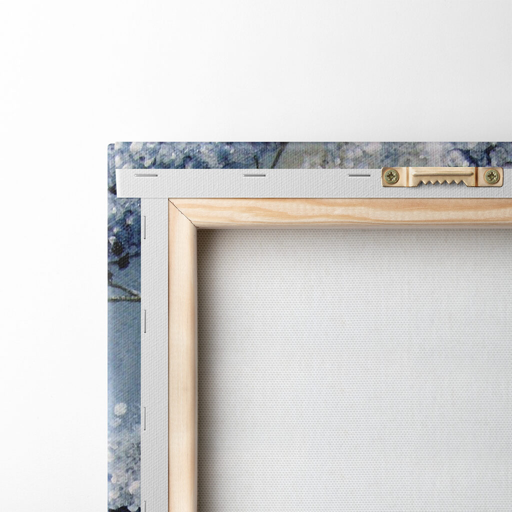 A painting of a white and blue plant