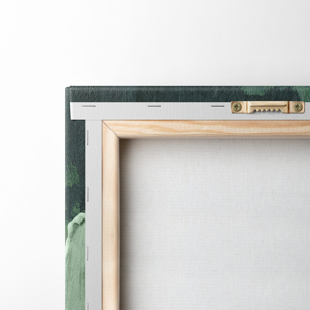 A painting of green and white