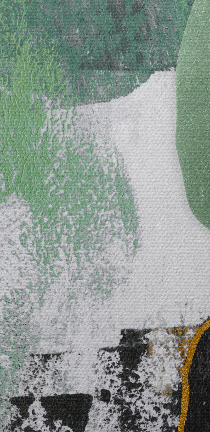 A painting of green and white A painting of green and white