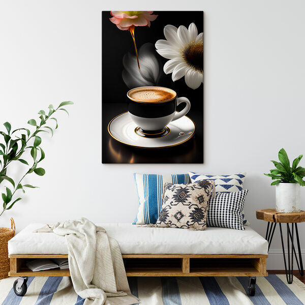 O ceașcă de cafea și o floare O ceașcă de cafea și o floare