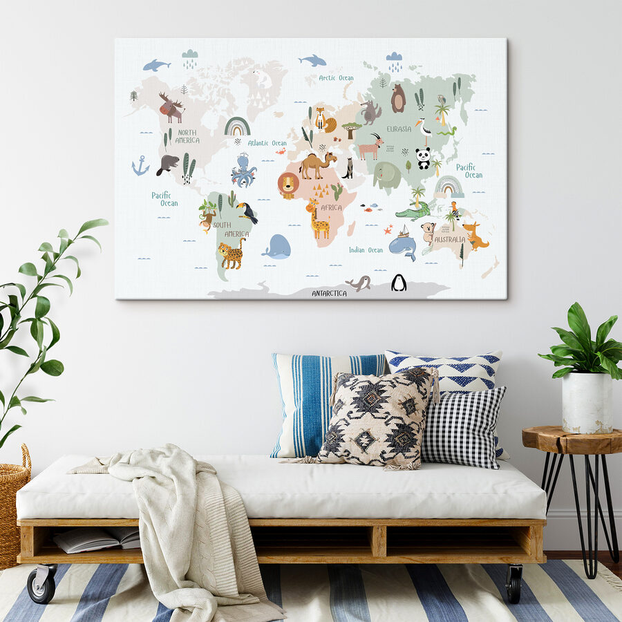 Tablouri O hartă a lumii cu animale - imagine 7